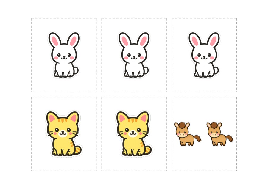 うさぎ・ねこ・うまのイラストカード